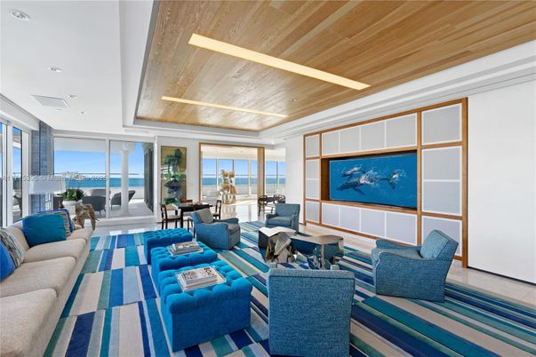 Dining room, Interior, Living room, Recessed Lighting, Water, Wooden Ceilings