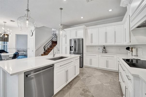 Interior, Kitchen, Pendant Lights, Recessed Lighting, Stainless Steel Appliances