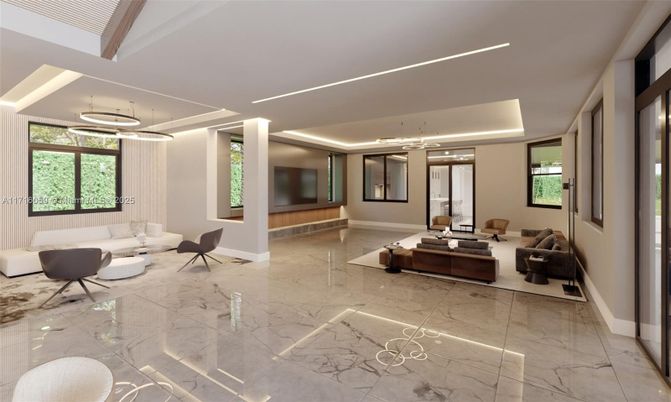 Interior, Living room, Marble, Pendant Lights, Recessed Lighting