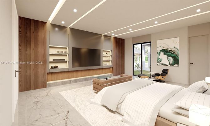 Bedroom, Interior, Marble, Recessed Lighting
