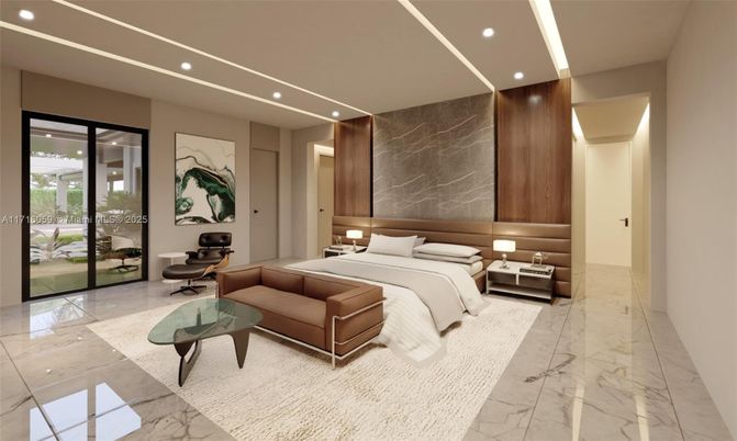 Bedroom, Interior, Marble, Recessed Lighting