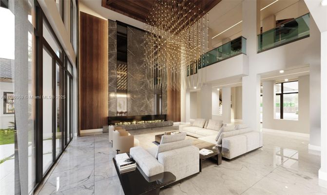 Fireplace, Interior, Living room, Marble, Marble Walls, Pendant Lights, Recessed Lighting