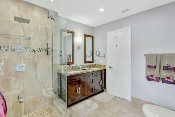 Bathroom, Dual Sink Vanities, Glass Shower, Interior, Recessed Lighting