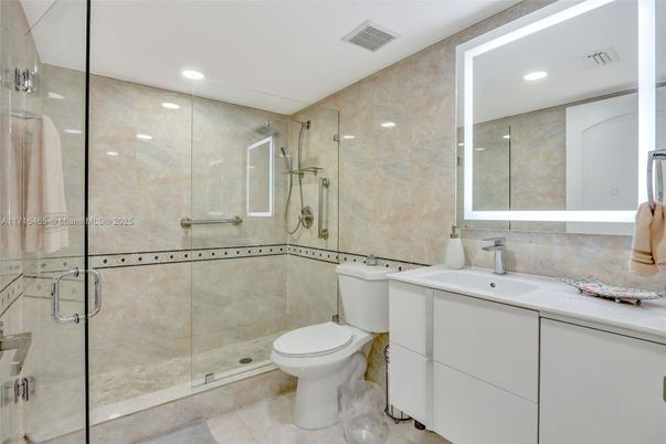 Bathroom, Glass Shower, Interior, Recessed Lighting