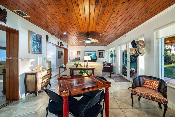 Dining room, Interior, Living room, Recessed Lighting, Wooden Ceilings