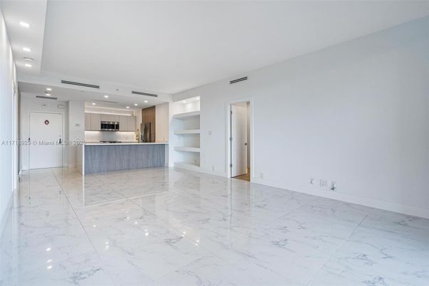 Empty room, Interior, Kitchen, Marble, Recessed Lighting