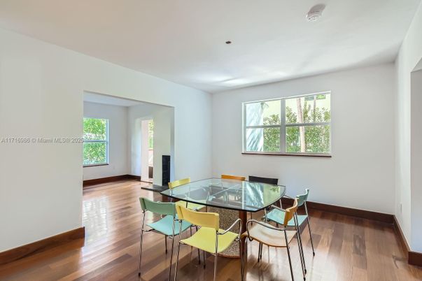 Dining room, Interior, Recessed Lighting, Wood Texture Flooring