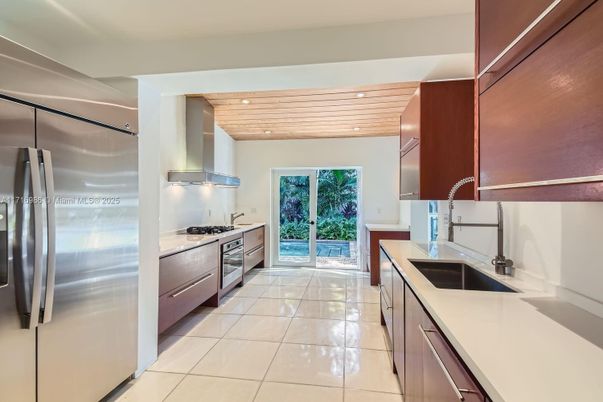 Interior, Kitchen, Recessed Lighting, Stainless Steel Appliances, Wooden Ceilings