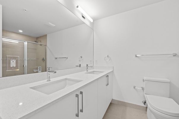 Bathroom, Dual Sink Vanities, Glass Shower, Interior, Recessed Lighting