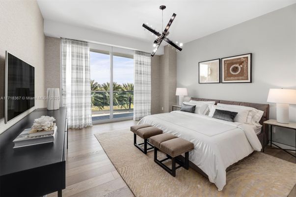 Bedroom, Interior, Pendant Lights, Wood Texture Flooring