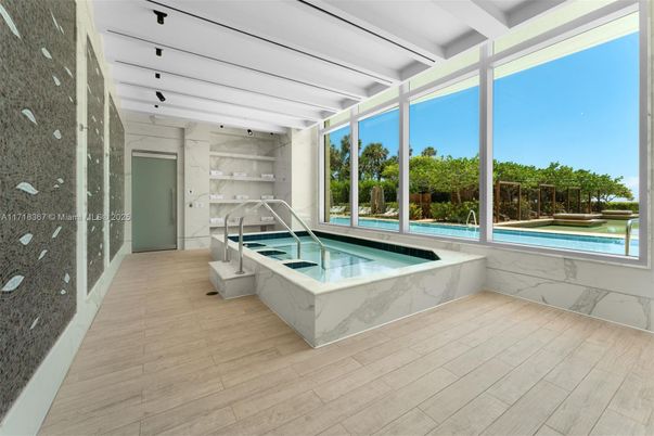 Interior, Marble Walls, Pool, Wood Texture Flooring
