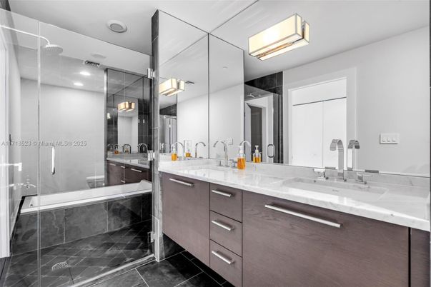Bathroom, Dual Sink Vanities, Glass Shower, Interior, Recessed Lighting