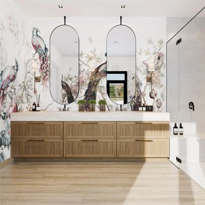 Bathroom, Interior, Wood Texture Flooring