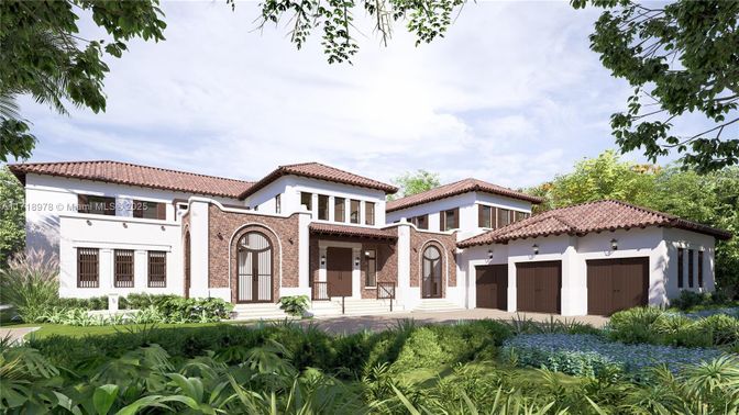 Attached, Backyard, Exterior, Facade, Brick Facade, Spanish Mediterranean
