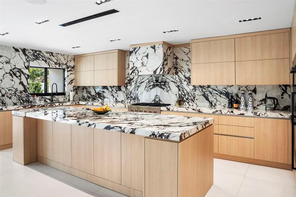 Interior, Kitchen, Marble Walls, Recessed Lighting