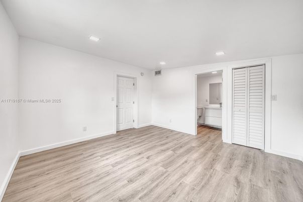 Bathroom, Empty room, Interior, Recessed Lighting, Wood Texture Flooring