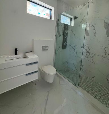 Bathroom, Glass Shower, Interior, Marble, Marble Walls
