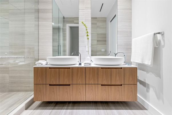Bathroom, Dual Sink Vanities, Glass Shower, Interior