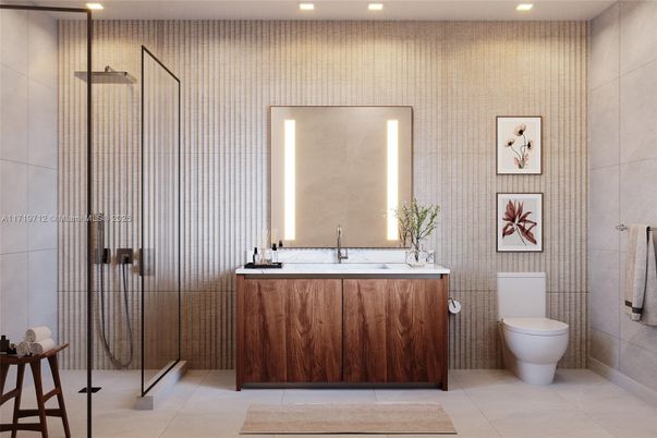 Bathroom, Glass Shower, Interior, Recessed Lighting