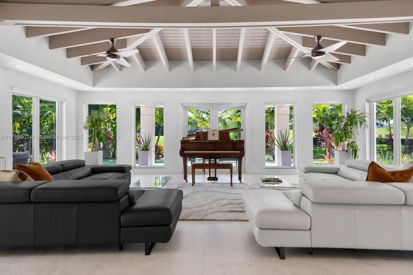 Interior, Living room, Piano, Recessed Lighting, Wooden Beams, Wooden Ceilings