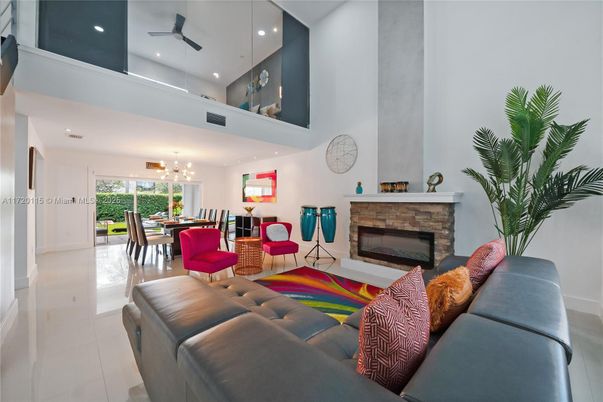 Dining room, Fireplace, Interior, Living room, Recessed Lighting