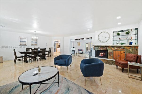 Dining room, Fireplace, Interior, Living room, Pendant Lights, Recessed Lighting