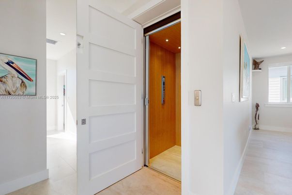 Elevator, Interior, Recessed Lighting, Wooden Ceilings, Wooden Walls