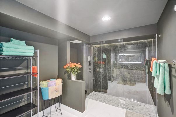 Bathroom, Glass Shower, Interior, Recessed Lighting