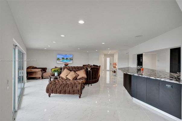 Interior, Kitchen, Living room, Marble, Recessed Lighting