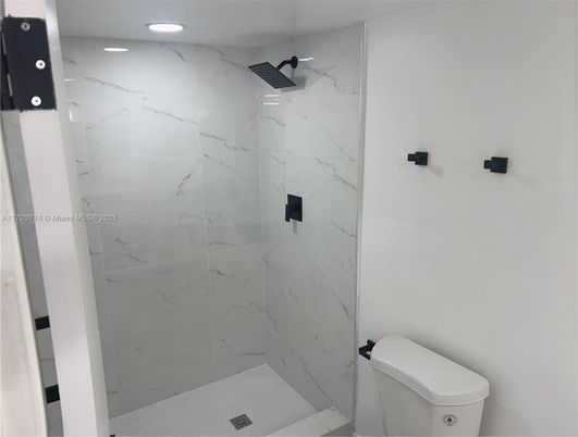 Bathroom, Glass Shower, Interior, Marble Walls, Recessed Lighting
