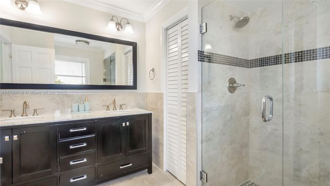 Bathroom, Dual Sink Vanities, Glass Shower, Interior