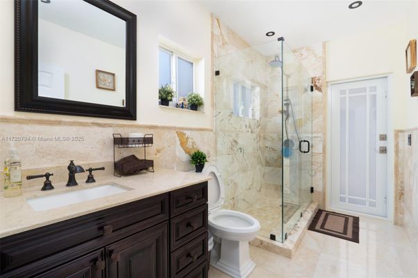 Bathroom, Glass Shower, Interior, Recessed Lighting