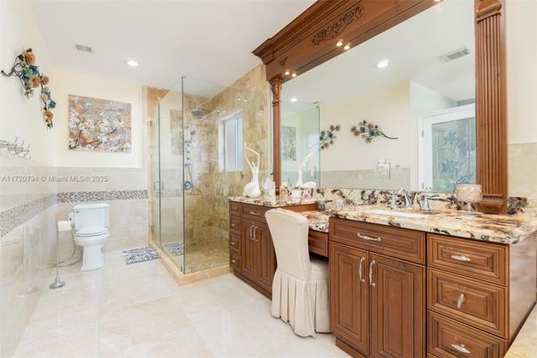 Bathroom, Glass Shower, Interior, Recessed Lighting