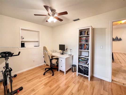 Fitness Equipment, Home Office, Interior, Wood Texture Flooring