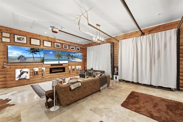 Fireplace, Interior, Living room, Pendant Lights, Recessed Lighting, Wooden Walls