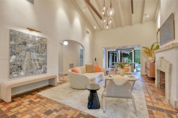 Fireplace, Interior, Living room, Pendant Lights