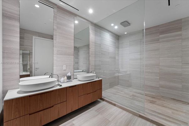 Bathroom, Dual Sink Vanities, Glass Shower, Interior, Recessed Lighting