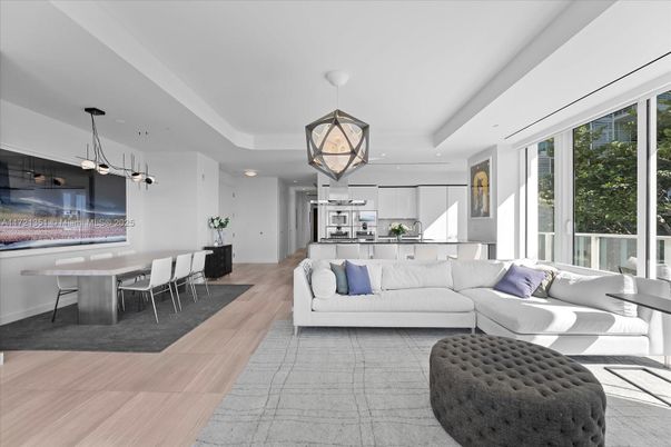 Dining room, Interior, Kitchen, Living room, Pendant Lights, Stainless Steel Appliances, Wood Texture Flooring