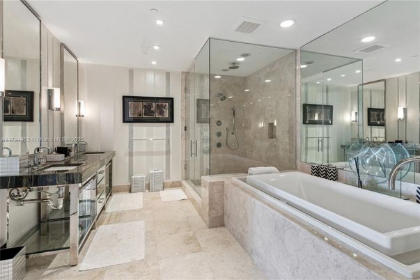 Bathroom, Glass Shower, Interior, Recessed Lighting