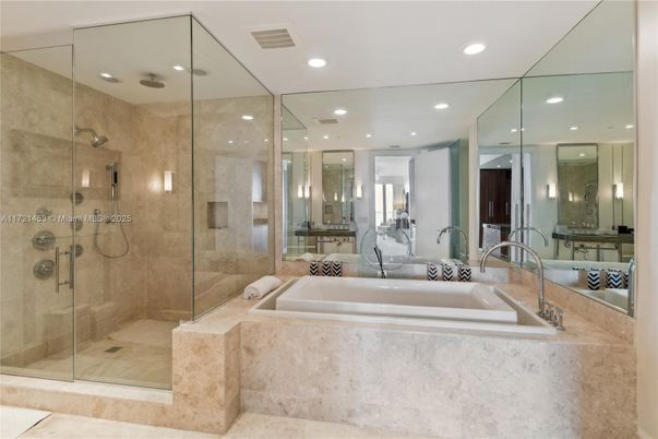 Bathroom, Glass Shower, Interior, Recessed Lighting