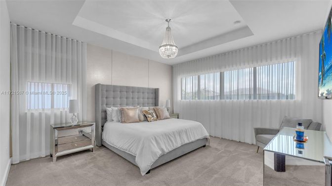 Bedroom, Chandelier, Interior