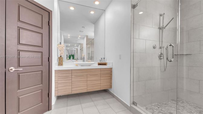 Bathroom, Glass Shower, Interior, Recessed Lighting