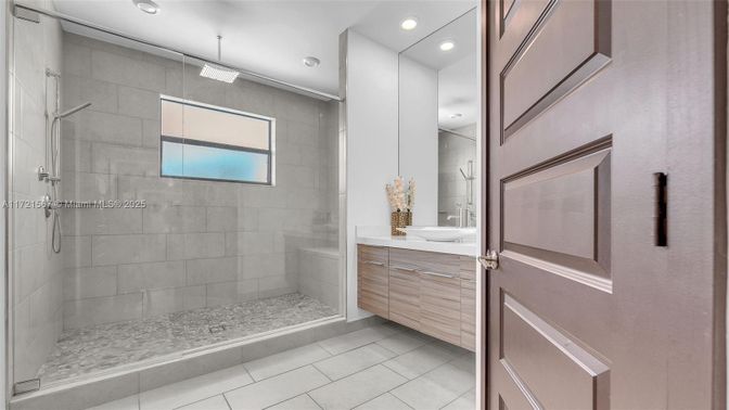 Bathroom, Glass Shower, Interior, Recessed Lighting