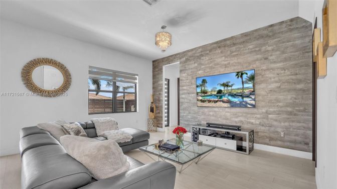 Chandelier, Interior, Living room, Stone Walls, Wood Texture Flooring