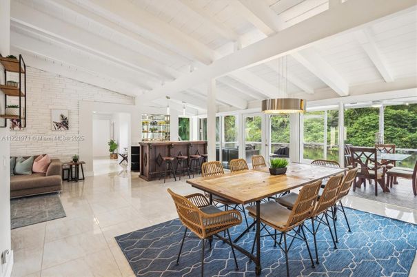 Dining room, Interior, Pendant Lights, Stone Walls