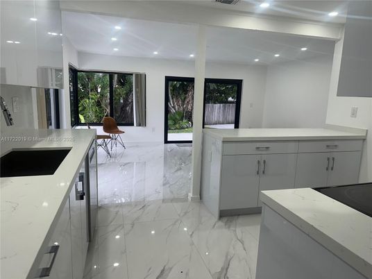 Interior, Kitchen, Marble, Recessed Lighting, Stainless Steel Appliances