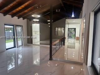 Interior, Marble, Pendant Lights, Wooden Beams