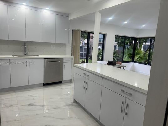 Interior, Kitchen, Marble, Recessed Lighting, Stainless Steel Appliances