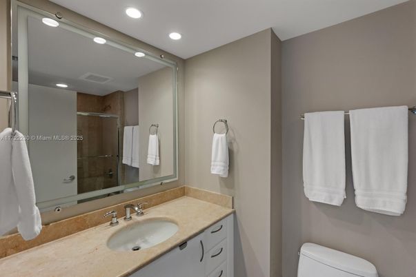 Bathroom, Glass Shower, Interior, Recessed Lighting