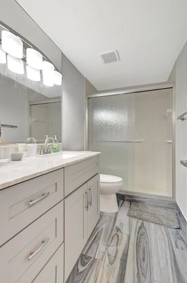 Bathroom, Dual Sink Vanities, Glass Shower, Interior, Marble